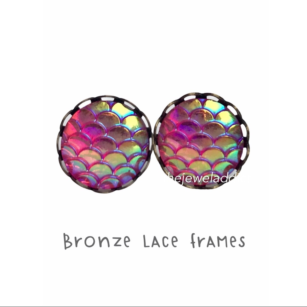 3 for 15🎀pink iridescent mermaid scale earrings - Picture 6 of 11